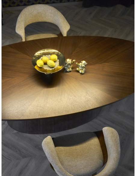 ovalt spisebord valnød træ moderne design