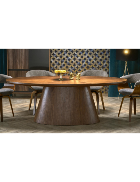 ovalt spisebord valnød træ moderne design