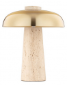 LENTO Bordlampe i travertin og stål H31 cm 3 x G9 LED - Travertin/Børstet guld