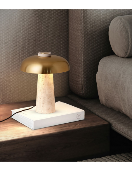 bordlampe moderne design led sten travertin marmor
