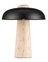 LENTO Bordlampe i travertin og stål H31 cm 3 x G9 LED - Travertin/Mat sort