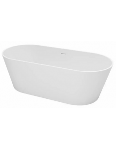 fritstående badekar mat hvid solid surface sten ovalt fristående 170 2