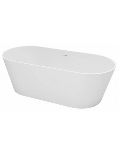 fritstående badekar mat hvid solid surface sten ovalt fristående 170