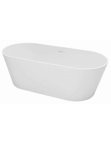 fritstående badekar mat hvid solid surface sten ovalt fristående 170