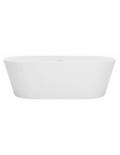 fritstående badekar mat hvid solid surface sten ovalt fristående 170