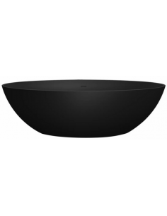 fritstående badekar mat sort solid surface sten ovalt fristående 180