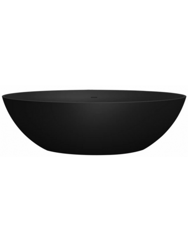 fritstående badekar mat sort solid surface sten ovalt fristående 180