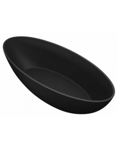 fritstående badekar mat sort solid surface sten ovalt fristående 180 2