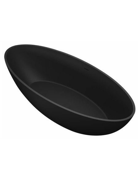fritstående badekar mat sort solid surface sten ovalt fristående 180