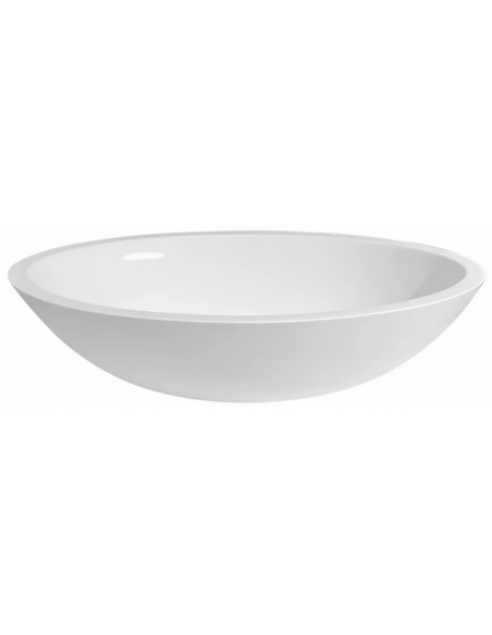 oval håndvask bord bordplade underskab hvid blank højglans mat solid surface