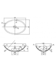 oval håndvask bord bordplade underskab hvid blank højglans mat solid surface 2