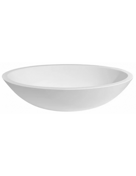 oval håndvask bord bordplade underskab hvid blank højglans mat solid surface