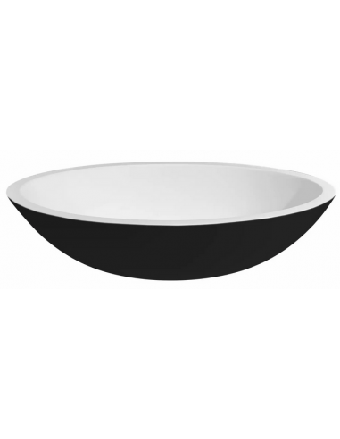 oval håndvask bord bordplade underskab hvid blank højglans mat solid surface sort