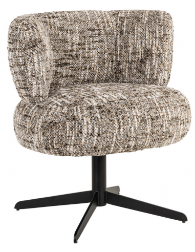 Alexis spisebordsstol med armlæn og drejefod i metal og polyester H79 cm - Sort/Meleret brun