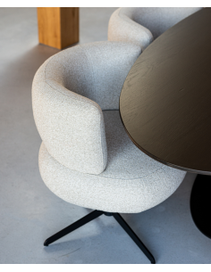 Spisebordsstol med armlæn og drejefod moderne design beige 2
