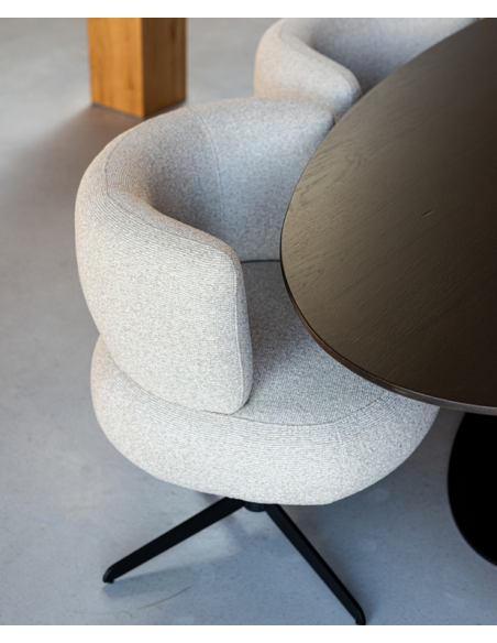 Spisebordsstol med armlæn og drejefod moderne design beige
