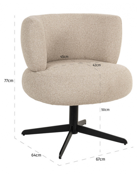 Spisebordsstol med armlæn og drejefod moderne design beige