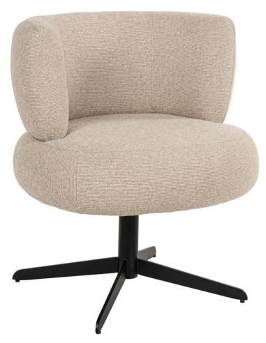 Alexis spisebordsstol med armlæn og drejefod i metal og polyester H79 cm - Sort/Beige