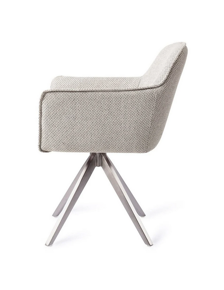 spisebordsstol med armlæn og drejefod drej drejefunktion stof moderne design sølv