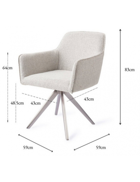 spisebordsstol med armlæn og drejefod drej drejefunktion stof moderne design sølv