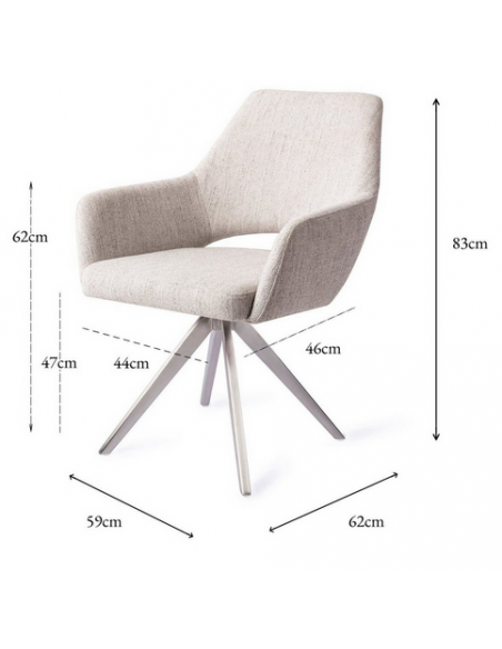 spisebordsstol med armlæn og drejefod stof moderne design drej drejefunktion sølv