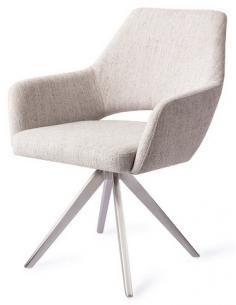 spisebordsstol med armlæn og drejefod stof moderne design drej drejefunktion sølv