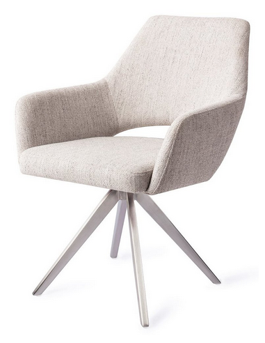 spisebordsstol med armlæn og drejefod stof moderne design drej drejefunktion sølv