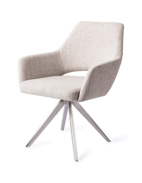 spisebordsstol med armlæn og drejefod stof moderne design drej drejefunktion sølv