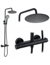 BEZ Brusesæt med rainshower og termostat H84,5 - 120,5 cm - Mat sort