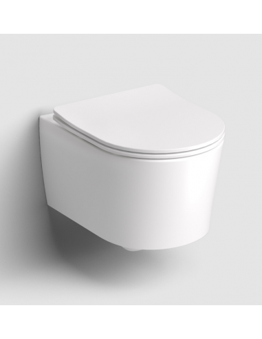 væghængt toilet hvidt mat blank skinnende badeværelse indretning design