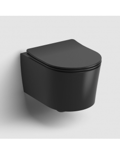 væghængt toilet sort mat blank skinnende badeværelse indretning design