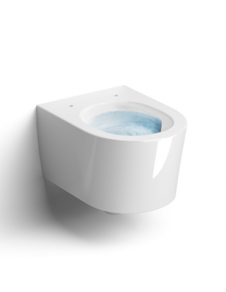 væghængt toilet hvidt mat blank skinnende badeværelse indretning design