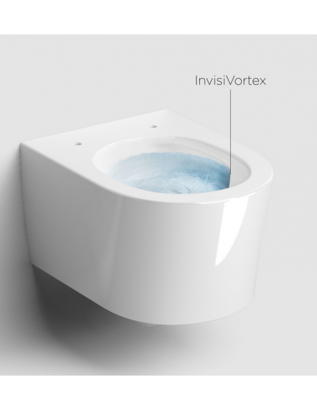 væghængt toilet hvidt mat blank skinnende badeværelse indretning design