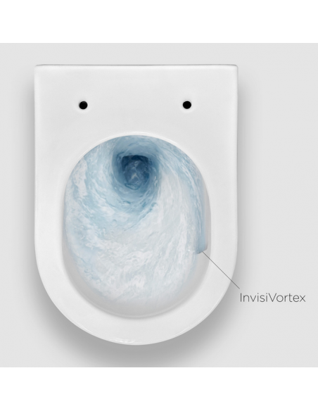 væghængt toilet hvidt mat blank skinnende badeværelse indretning design