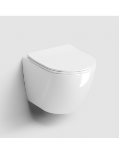 væghængt toilet hvidt mat blank skinnende badeværelse indretning design