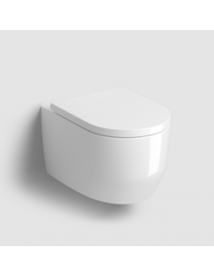 væghængt toilet hvidt mat blank skinnende badeværelse indretning design