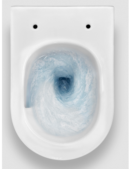 væghængt toilet hvidt mat blank skinnende badeværelse indretning design