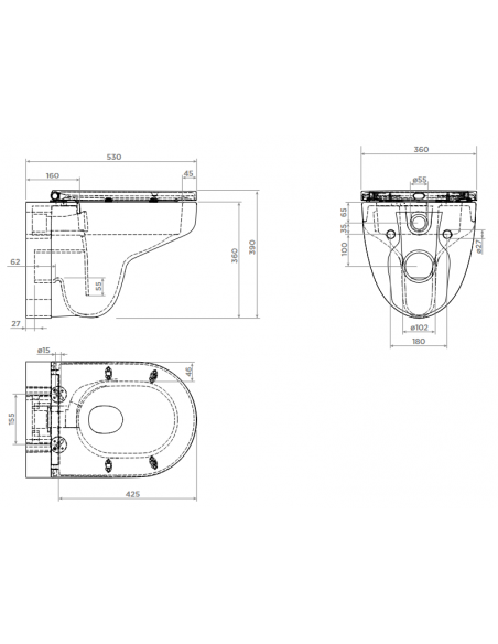 væghængt toilet hvidt mat blank skinnende badeværelse indretning design