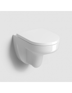 væghængt toilet hvidt mat blank skinnende badeværelse indretning design