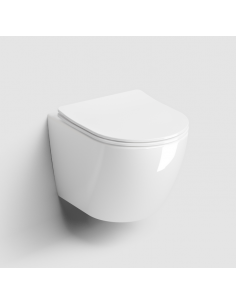 væghængt toilet hvidt mat blank skinnende badeværelse indretning design