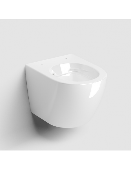 væghængt toilet hvidt mat blank skinnende badeværelse indretning design