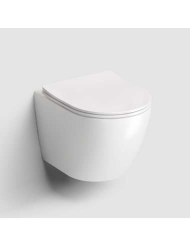 væghængt toilet hvidt mat blank skinnende badeværelse indretning design