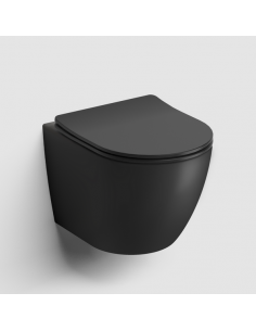 væghængt toilet sort mat blank skinnende badeværelse indretning design