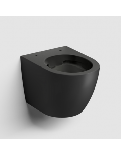 væghængt toilet sort mat blank skinnende badeværelse indretning design 2