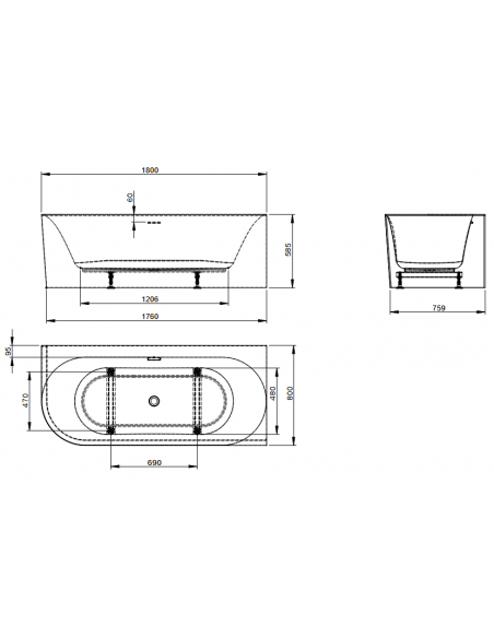 hjørnebadekar hjørne fritstående badekar 180 moderne design badeværelse indretning hvid akryl