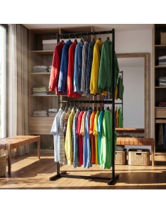 tøjstativ garderobe garderobestativ stativ på hjul sort 2