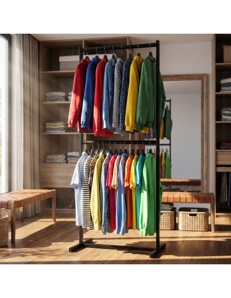 tøjstativ garderobe garderobestativ stativ på hjul sort