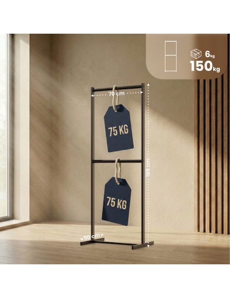 tøjstativ garderobe garderobestativ stativ på hjul sort