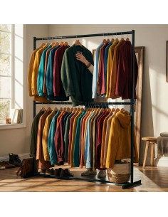 tøjstativ garderobe garderobestativ stativ på hjul sort 2
