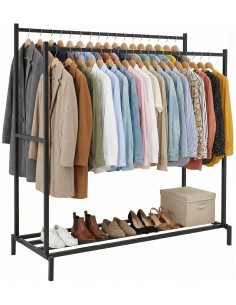 tøjstativ garderobe garderobestativ stativ på hjul sort